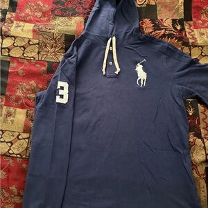 Polo Ralph Lauren Big Pony #3 Embroidered Navy Blue/White Mesh Pullover Hoodie